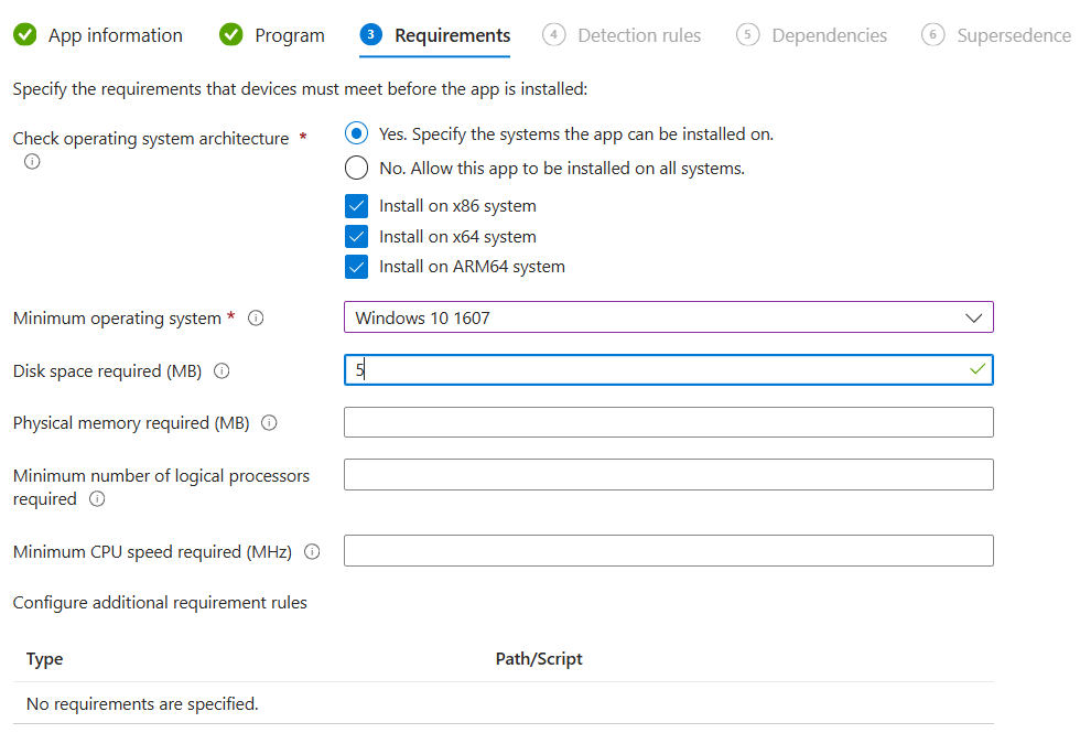 Intune App Requirements