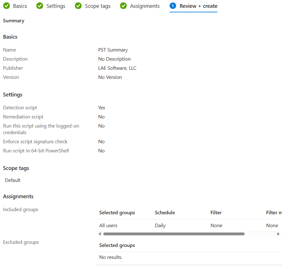 Intune Script PST Summary Review